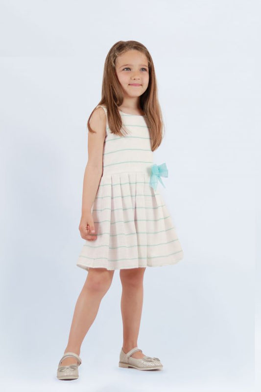 Linen Stripe Dress - Blue
