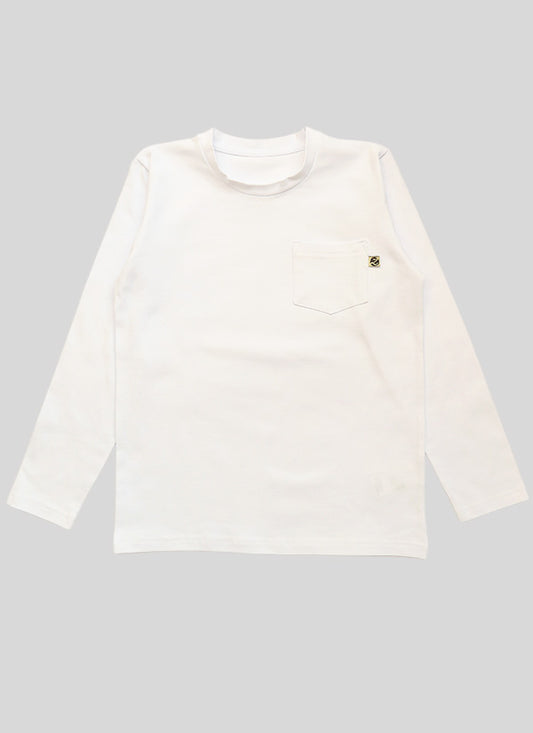Small Pocket Long Sleeve T-shirt - White