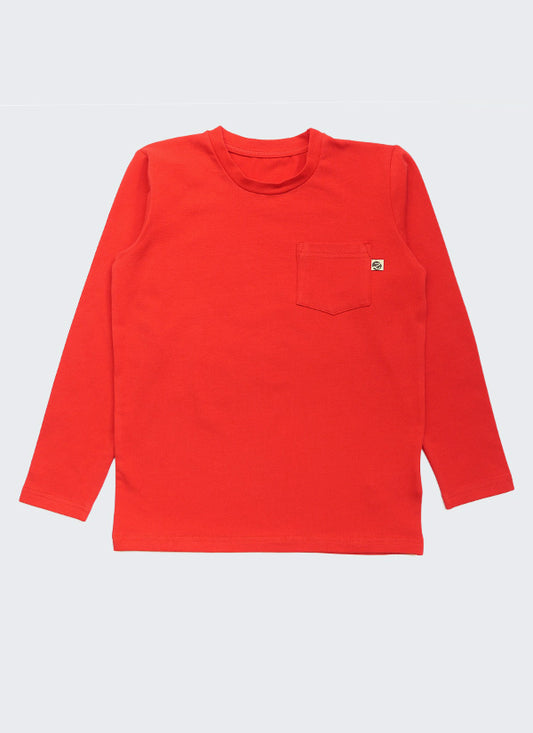 Small Pocket Long Sleeve T-shirt - Red
