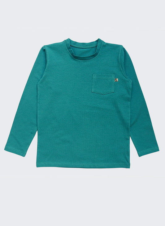 Small Pocket Long Sleeve T-shirt - Blue