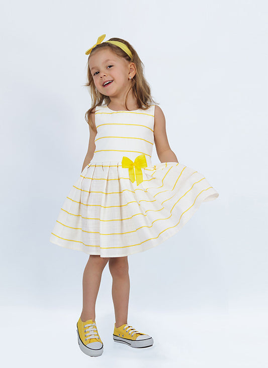 Linen Stripe Dress - Yellow