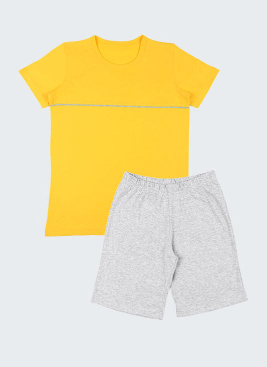 Color Band Pajamas - Yellow & Gray