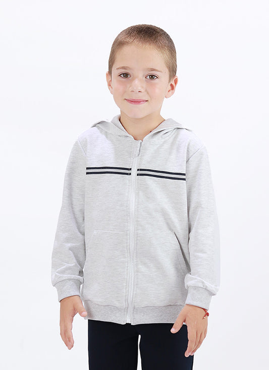 Contrasting Band Hoodie - Gray